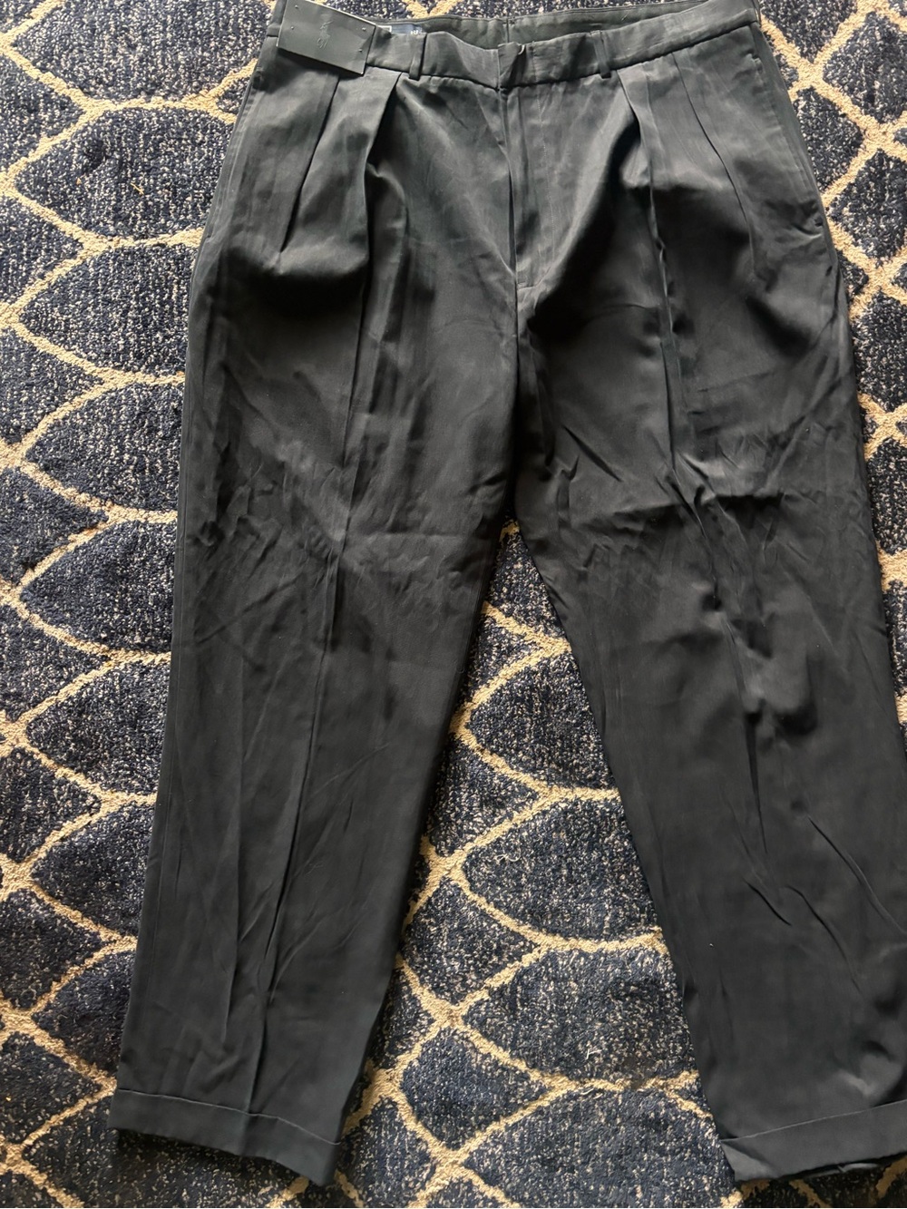 Ralph Lauren Men's Black Pleated Dress Trousers